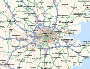 Map of London: This isn't the map to use if you want to go to Frankfurt.