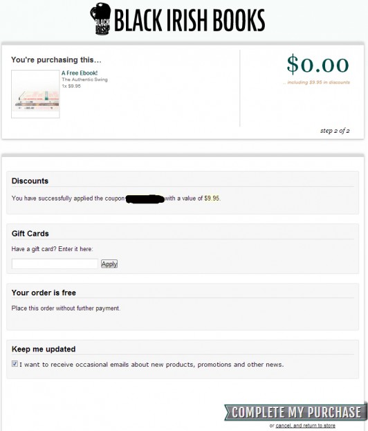 Free ebook code accepted