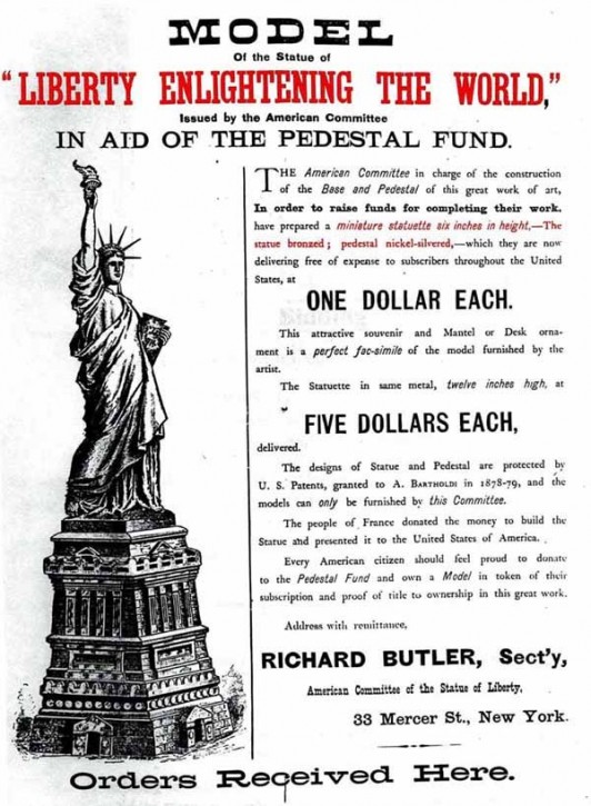 The American Committee's ad. Image credit: Statue of Liberty Club.