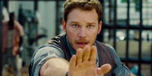 Chris Pratt trying to reason with his raptor friends.
