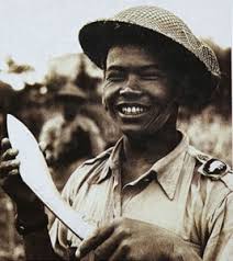 A WWII Gurkha with famous kukri knife